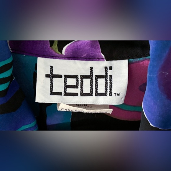 Vintage Floral Abstract Zip Up Fashion Jacket Top Large Y2K Bold Art To Wear - Picture 2 of 4